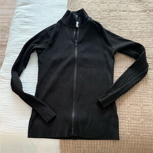 H&M Black Ribbed Jacket with Zip